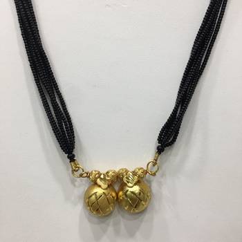 30-Inch Length Chain Golden Double Vati Tanmaniya Pendant Traditional Black Beads 6 Line Multilayer 2