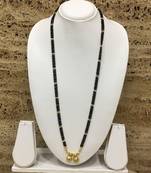 Gold Plated Mangalsutra Necklace 28-Inch Length Chain Golden Vati Tanmaniya Pendant Traditional Black & Gold Beads