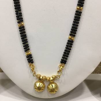 Gold Plated Mangalsutra Necklace 28-Inch Length Chain Golden Vati Tanmaniya Pendant Traditional Black & Gold Beads 2