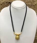 Gold Plated Mangalsutra Necklace 20-Inch Length Chain Golden Vati Tanmaniya Pendant Traditional Black Beads S