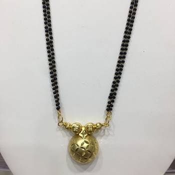 Gold Plated Mangalsutra Necklace 36-Inch Length Chain Golden Vati Tanmaniya Pendant Traditional Black & Gold Beads 2