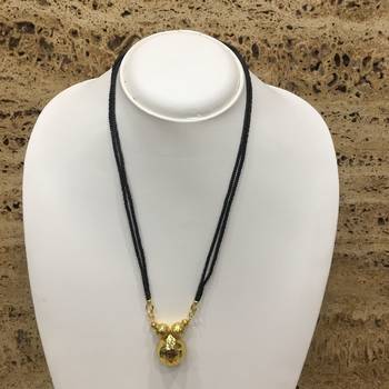 Gold Plated Mangalsutra Necklace 18-Inch Length Chain Golden Vati Tanmaniya Pendant Traditional Black Beads S 1
