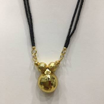 Gold Plated Mangalsutra Necklace 18-Inch Length Chain Golden Vati Tanmaniya Pendant Traditional Black Beads S 2