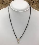 Gold Plated Mangalsutra Necklace 18-Inch Length Gold & Silver American Diamond Solitaire Drop Pendant