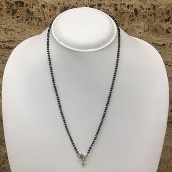 Gold Plated Mangalsutra Necklace 18-Inch Length Gold & Silver American Diamond Solitaire Square Pendant 1