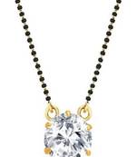 Gold Plated Mangalsutra Necklace 18-Inch Length Gold & Silver American Diamond Solitaire Round Pendant