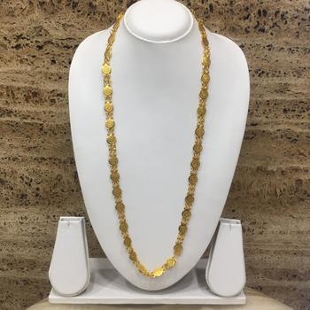 Gold Plated Lakshmi Coin Mangalsutra 30 Inch Length Golden Laxmi Pendant Necklace Traditional Digital Dress Room 2860022 - Large Coin Pendant Necklace