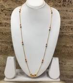 Mangalsutra 34-inch Length Gold Plated White Pearls Pendant Black Red Mani (Beads) Long Chain Mangalsutra