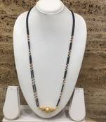 Mangalsutra 28-Inch Length Gold Plated Tanmaniya Kanthi Pendant Black Gold Mani Beads Long Chain Mangalsutra