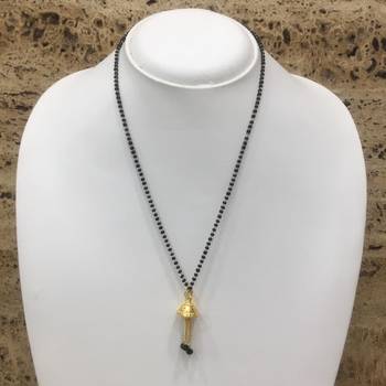 Mangalsutra 20-Inch Length Gold Plated Jhumki Pendent Pendant And Latkan Traditional Black Mani (Beads) Short 1