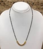 Mangalsutra 20-Inch Length Gold Plated Eila Leaf Layer Pendent Black Mani (Beads) Single Linetraditional Ethnic