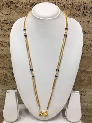 Mangalsutra 30-Inch Length Gold Plated Vati Tanmaniya Pendent Black Gold Mani Beads Long Chain Mangalsutra 1
