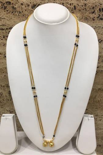 Mangalsutra 30-Inch Length Gold Plated Vati Tanmaniya Pendent Black Gold Mani Beads Long Chain Mangalsutra