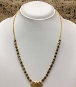 Mangalsutra 20-Inch Length Gold Plated 5 Lakshmi Coin Pendent Black Mani (Beads) Short Chain Mangalsutra