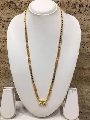 26-Inch Length Gold Plated Vati Tanmaniya Pendent Black Mani (Beads) Long Chain Mangalsutra 1