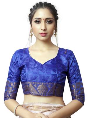 White woven nylon saree with blouse 4