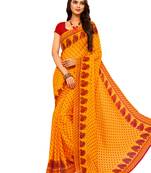 Yellow Printed Chiffon Saree With Blouse