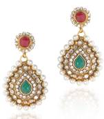 Elegant Red Green Stone Pearl Dangler By Adiva ANSATOCEOO92 DDS 25
