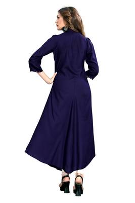 Navy-blue plain rayon kurti 2