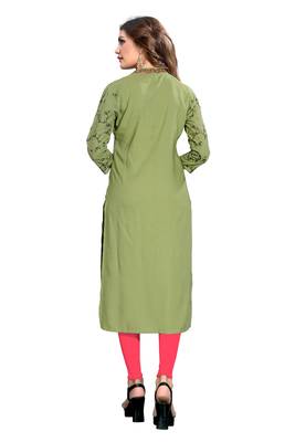 Light-green printed rayon kurti 2