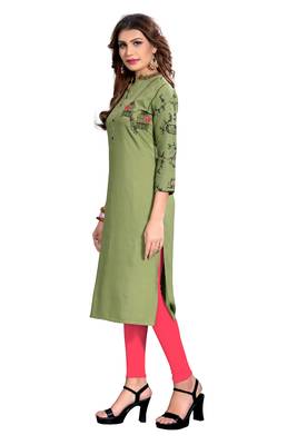 Light-green printed rayon kurti 3