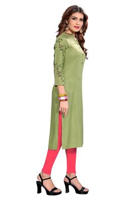 Light-green printed rayon kurti 4
