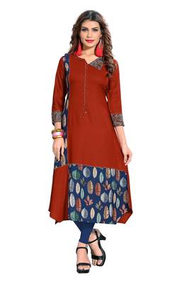 Multicolor printed rayon kurti 1
