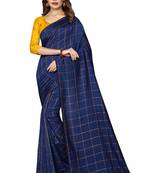 Navy blue woven art silk saree with blouse