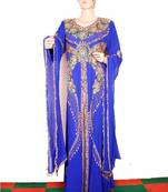 Blue embroidered georgette islamic kaftan