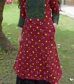Maroon printed cotton kurta