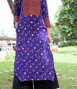 Blue printed cotton kurta