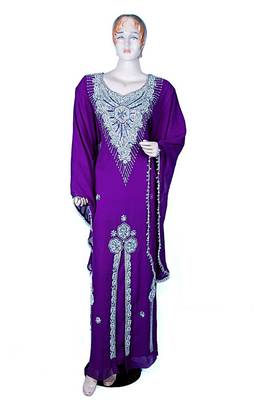 Purple embroidered georgette islamic kaftan 1
