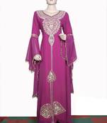 Pink embroidered georgette islamic kaftan