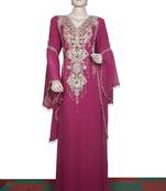 Rani pink embroidered georgette islamic kaftan