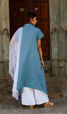 Royal blue kurta with pants and dupatta 2