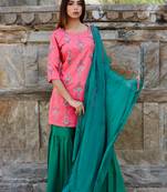 peach pink Kurta with sharara