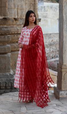 Block print pink kurta pajama set 4