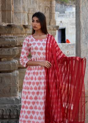 Block print pink kurta pajama set 5