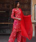 Gold print pink Kurta with pajama