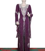 Dark wine embroidered georgette islamic kaftan