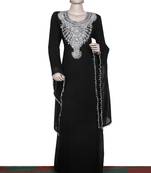 Black embroidered georgette islamic kaftan