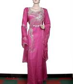 Pink embroidered georgette islamic kaftan