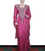 Rani pink embroidered georgette islamic kaftan