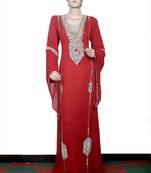 Red embroidered georgette islamic kaftan