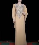 Beige embroidered georgette islamic kaftan