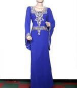 Blue embroidered georgette islamic kaftan