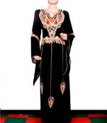 Black embroidered georgette islamic kaftan