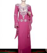 Rani pink embroidered georgette islamic kaftan