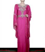 Rani pink embroidered georgette islamic kaftan