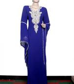 Dark blue embroidered georgette islamic kaftan